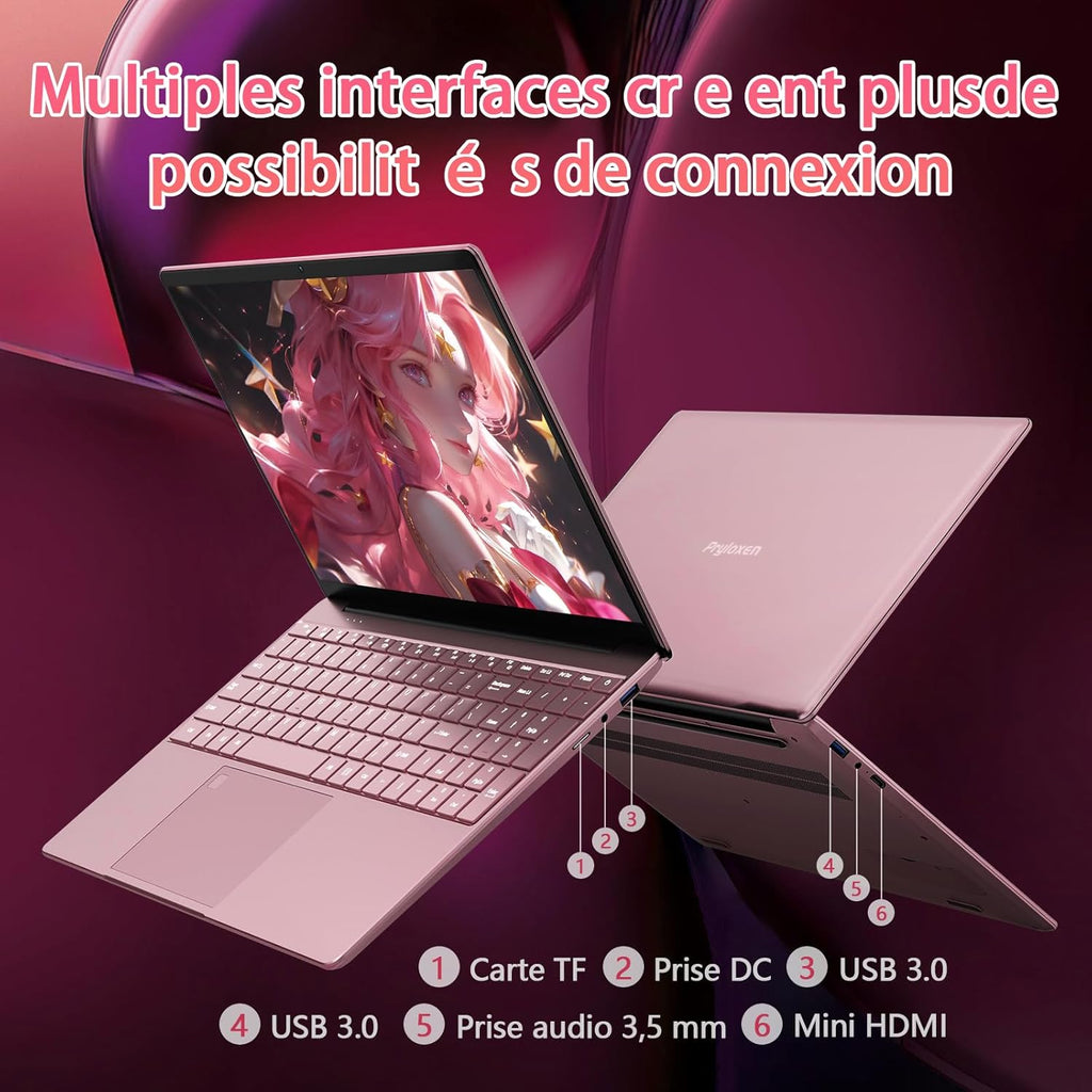 Pryloxen Ordinateur Portable Ultra-Fin 15 6" FHD IPS - Processeur Celeron N150 3 4 GHz  32 Go DDR4/1 to SSD  Clavier Rétroéclairé  Wi-FI 5G & Batterie 8000 mAh (360 × 275 × 18 mm  1 679 kg)