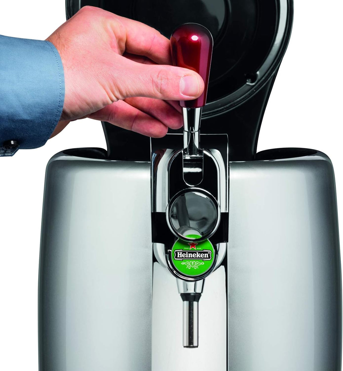 Krups BeerTender Silver et chrome  Machine à bière  Pression pour la maison  Tireuse à bière  Pompe à bière  Coffret 2 verres YY2931FD