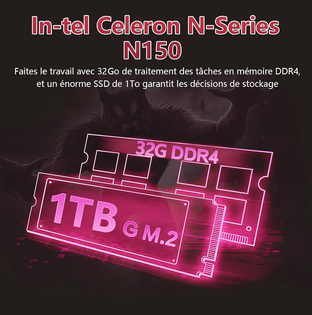 Pryloxen Ordinateur Portable Ultra-Fin 15 6" FHD IPS - Processeur Celeron N150 3 4 GHz  32 Go DDR4/1 to SSD  Clavier Rétroéclairé  Wi-FI 5G & Batterie 8000 mAh (360 × 275 × 18 mm  1 679 kg)