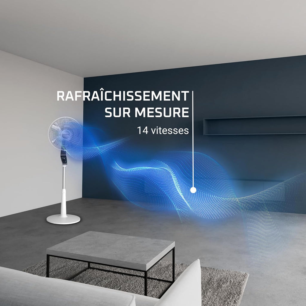 Rowenta Turbo Silence Extreme Ventilateur sur pied, Puissant, Silencieux, écoénergétique, Design, Timer 12h, Télécommande VU5690F0