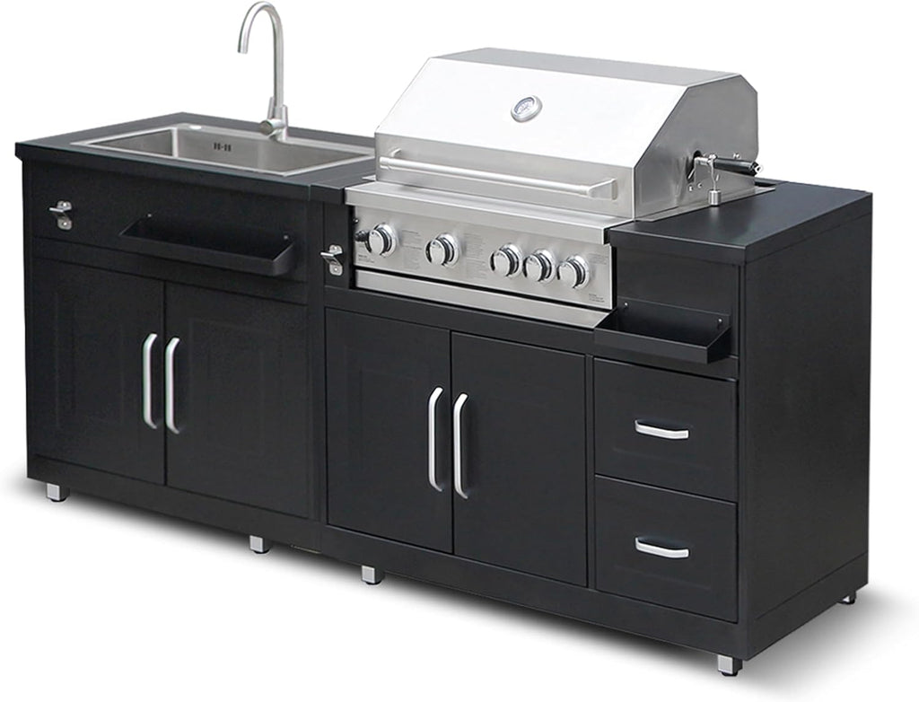 Cuisine extérieure en métal avec évier  Barbecue et Rangement