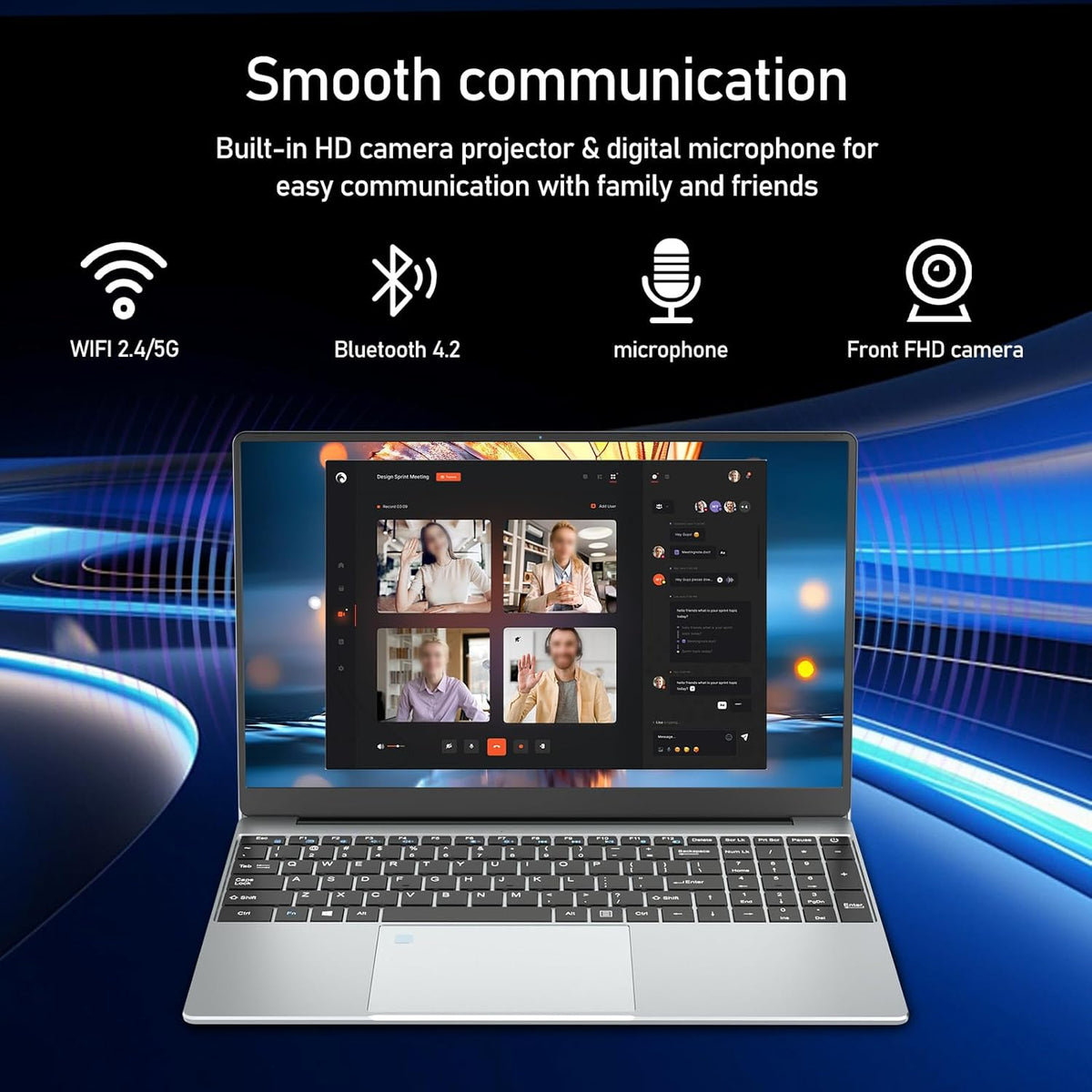 Ordinateur Portable 15 6 Pouces  PC Portable Celeron N5095 CPU  16Go RAM 512Go SSD Laptop Win11 FHD 1920 x 1080  Rétroéclairé & Déverrouillage Empreinte  Webca  Wi-FI 5  BT4.2  USB 3.0 * 2