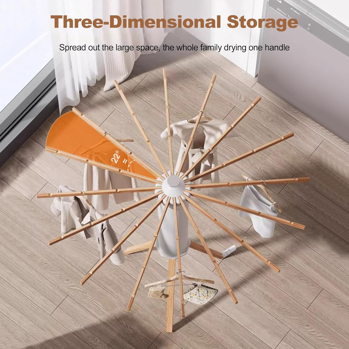 Ergocar étendoir à vêtements Pliable, Séchoir à Rayons en éventail, Etendoir à Linge sur Pied Support Trépied, Pliables Orte-vêtements Suspendu, pour Intérieur et Extérieur