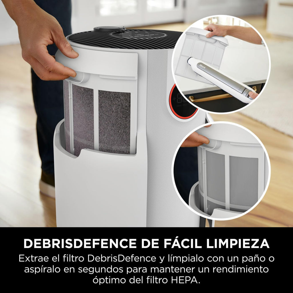 Shark NeverChange jusqu'à 5 ans Purificateur d'air, Filtre HEPA 5 ans, Couverture 60m2, Capture 99,97% des Allergènes, Mode Automatique,Silencieux, Affichage LED, pour Maison et Chambre, Blanc HP150EU