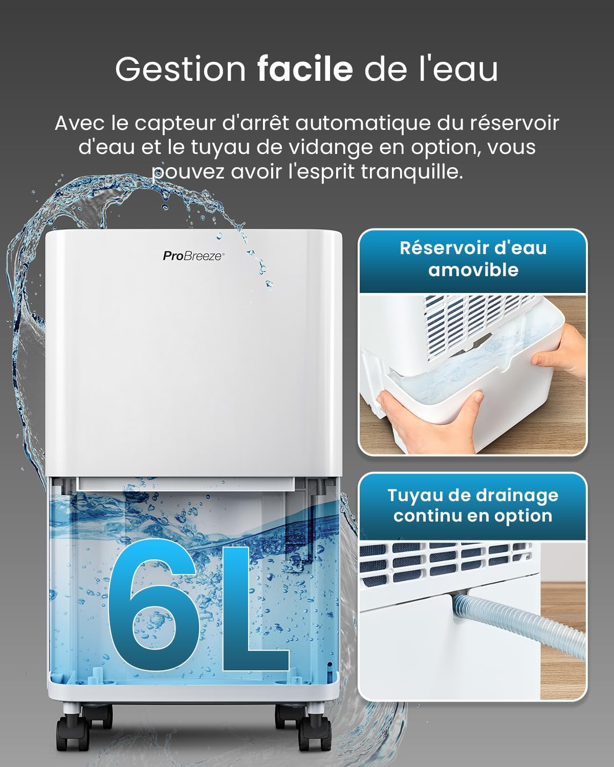 2 liter waterreservoir van de ontvochtiger