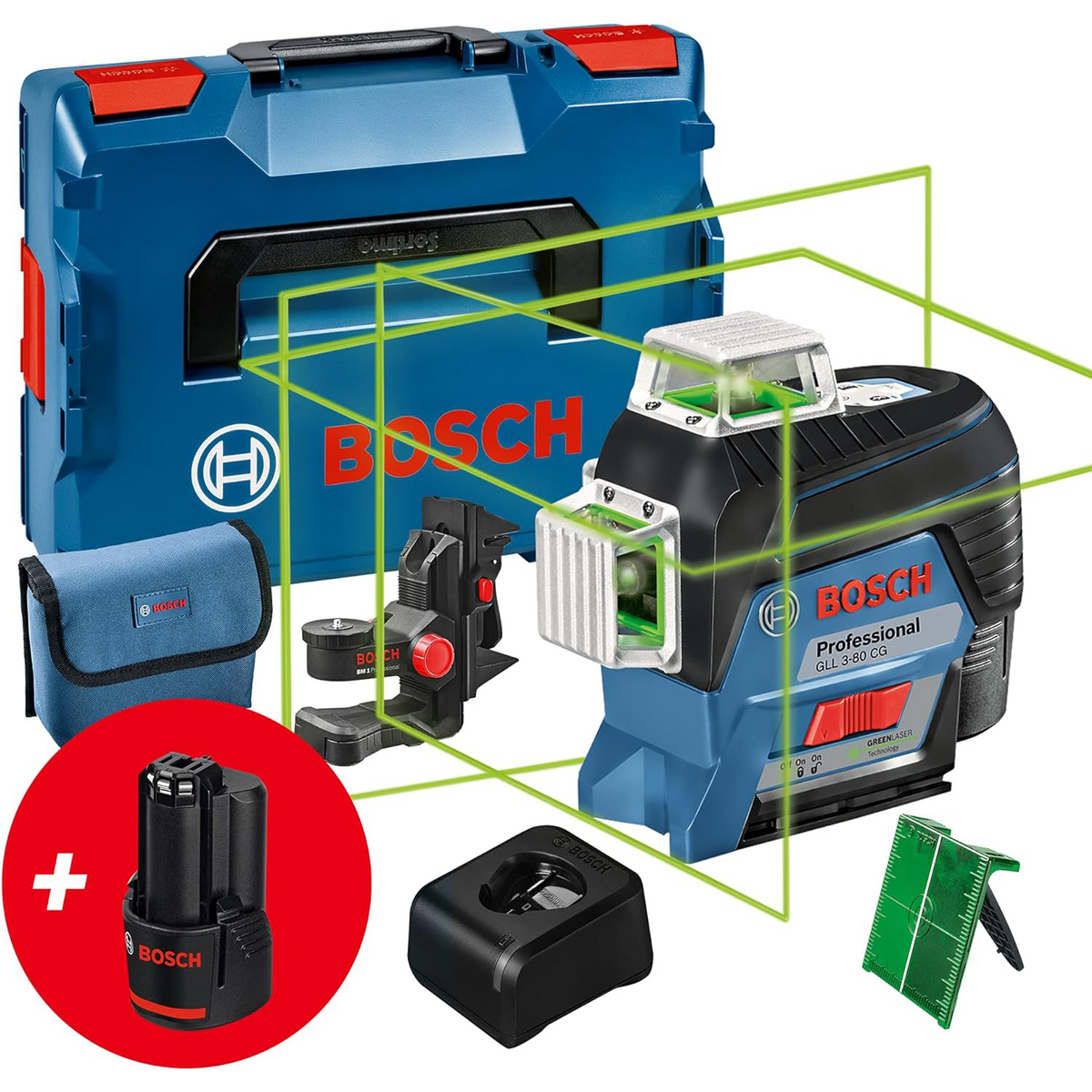 Bosch GLL 3-80 CG laser op statief tijdens gebruik