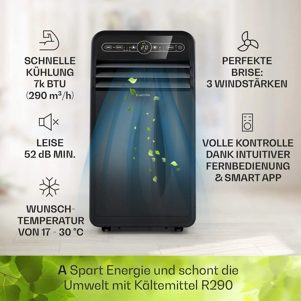 Produktbild: Klarstein Mobile Klimaanlage mit Abluftschlauch – praktisches Anwendungsbeispiel