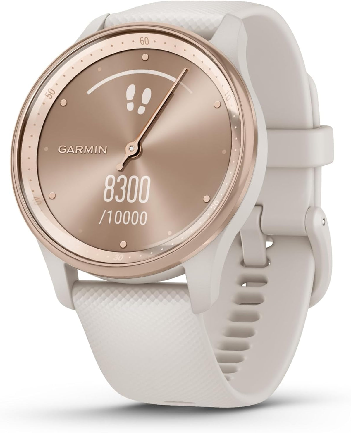Garmin vívomove Trend perzikgoud met ivoren band, vooraanzicht