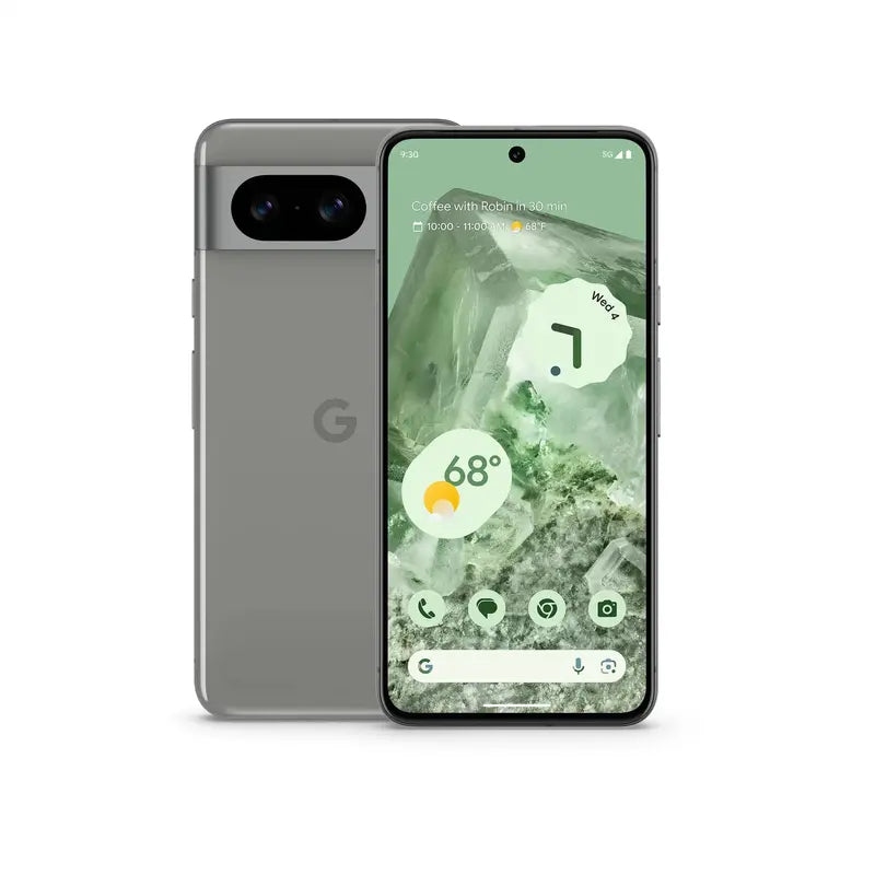 De Pixel 8 naast de verpakking