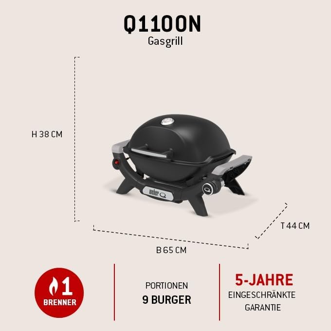 Produktbild: Weber Q 1100N Gasgrill/Tragbarer – Seitenansicht