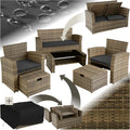 TecTake? Ensemble Salon de Jardin Exterieur en Poly Rotin 1 Banquette Exterieur 2 Fauteuil 2 Tabouret et 1 Table de Jardin, Mobilier de Jardin pour Amenagement Balcon - Marron Naturel