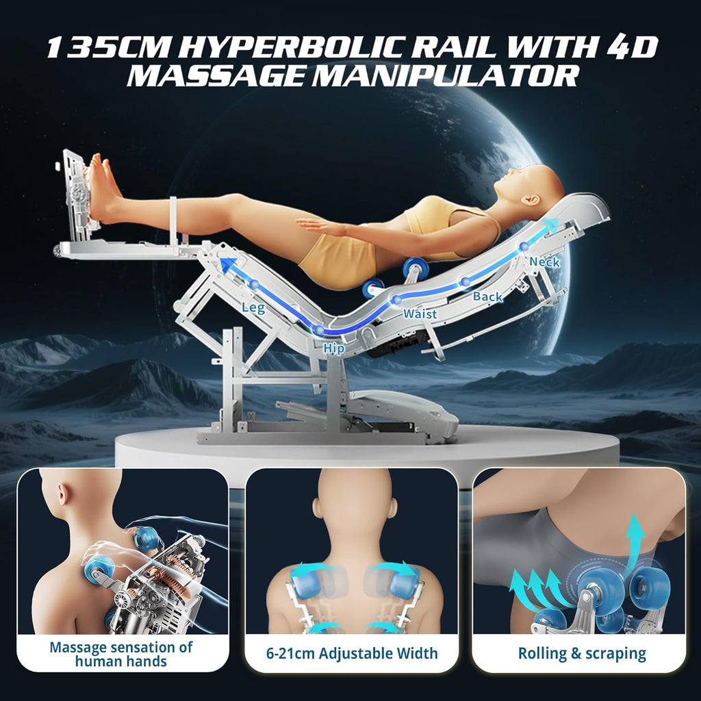 HealthRelife Fauteuil de Massage en Classe Affaires avec Massage corporel Complet, Scan corporel, Massage shiatsu, Extension Automatique du Support pour Les Mollets et Massage des Mollets Noir-Gris
