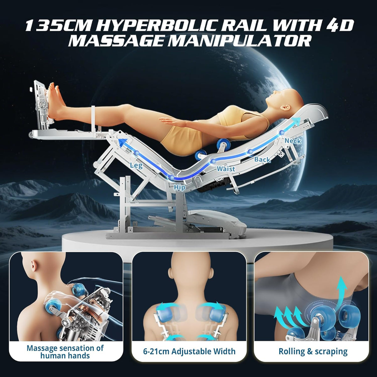 HealthRelife Fauteuil de Massage en Classe Affaires avec Massage corporel Complet, Scan corporel, Massage shiatsu, Extension Automatique du Support pour Les Mollets et Massage des Mollets Noir-Gris
