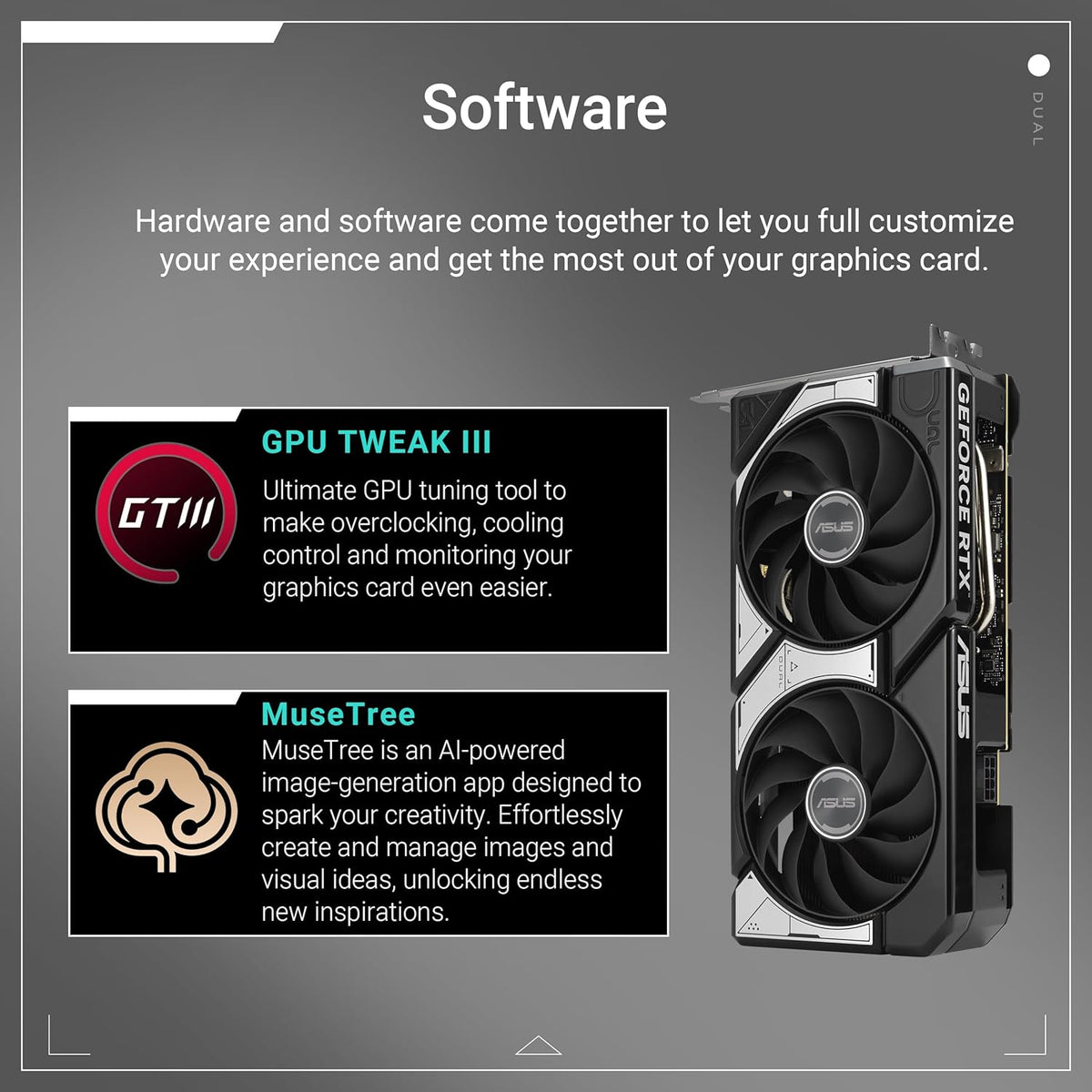 Asus Dual NVIDIA GeForce RTX 5060 Ti 16GB GDDR7 OC Edition – Carte Graphique (PCIe 5.0  DLSS 4  HDMI 2.1b  DisplayPort 2.1b  2.5-Slot  Ventilateurs axiaux  Technologie 0dB  Dual BIOS)