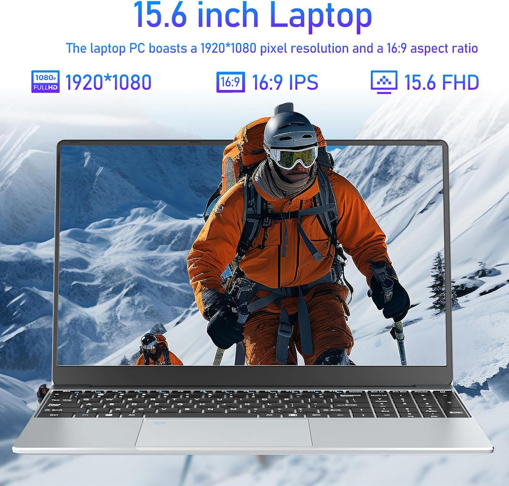 Ordinateur Portable 15 6 Pouces  PC Portable Celeron N5095 CPU  16Go RAM 512Go SSD Laptop Win11 FHD 1920 x 1080  Rétroéclairé & Déverrouillage Empreinte  Webca  Wi-FI 5  BT4.2  USB 3.0 * 2