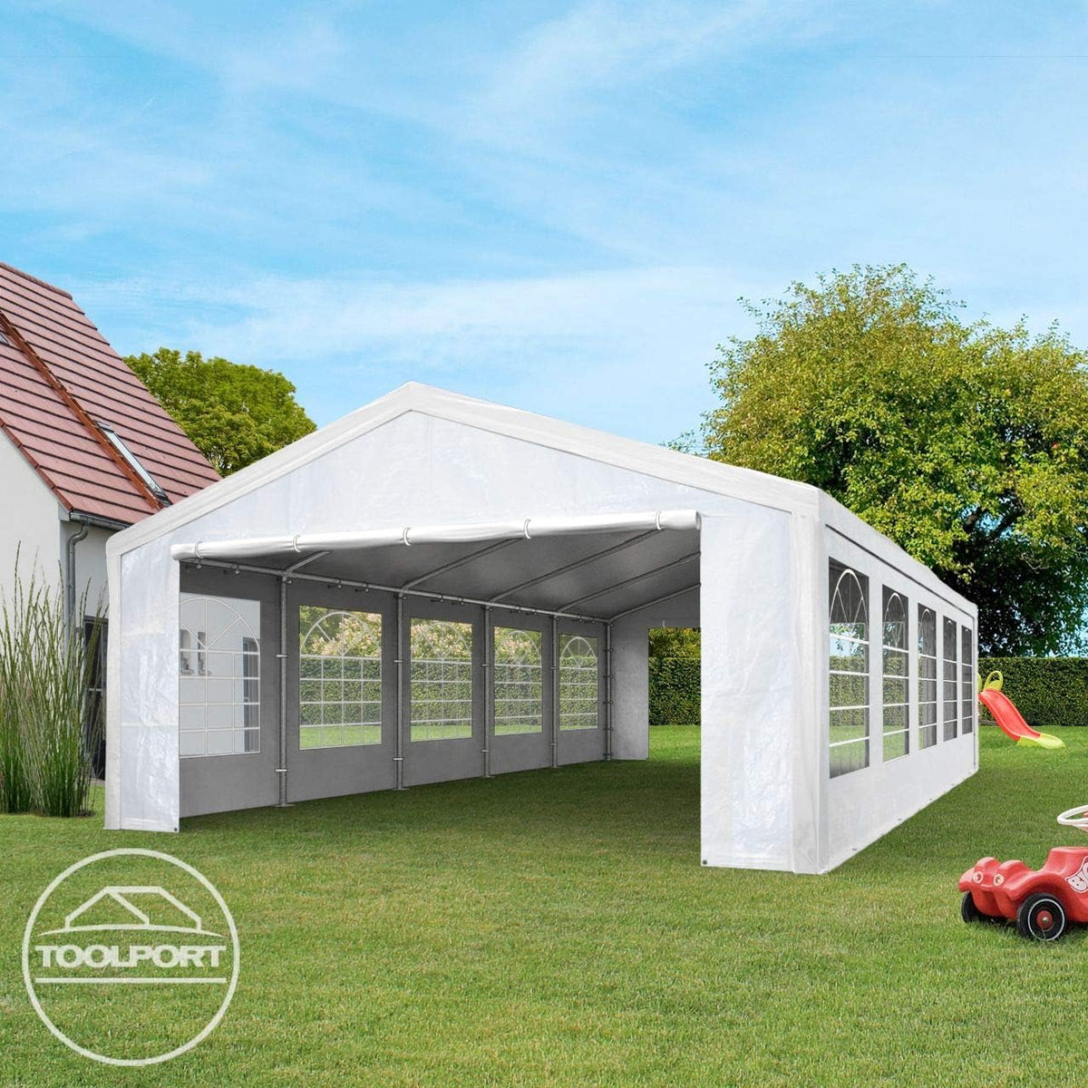 TOOLPORT Tente de réception 3x2 m pavillon Blanc bache PE 350 N imperméable Tente de Jardin