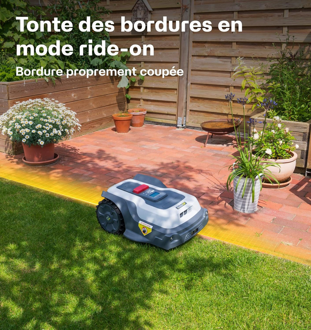RoboUP Robot Tondeuse T1200Pro pour 1500㎡, Robot Tondeuse sans Fil Périphérique avec Tonte Personnalisé via APP, Tonte Précise des Bordures, Pentes 20°, Tondeuse Automatique pour Cour Avant et Arrière