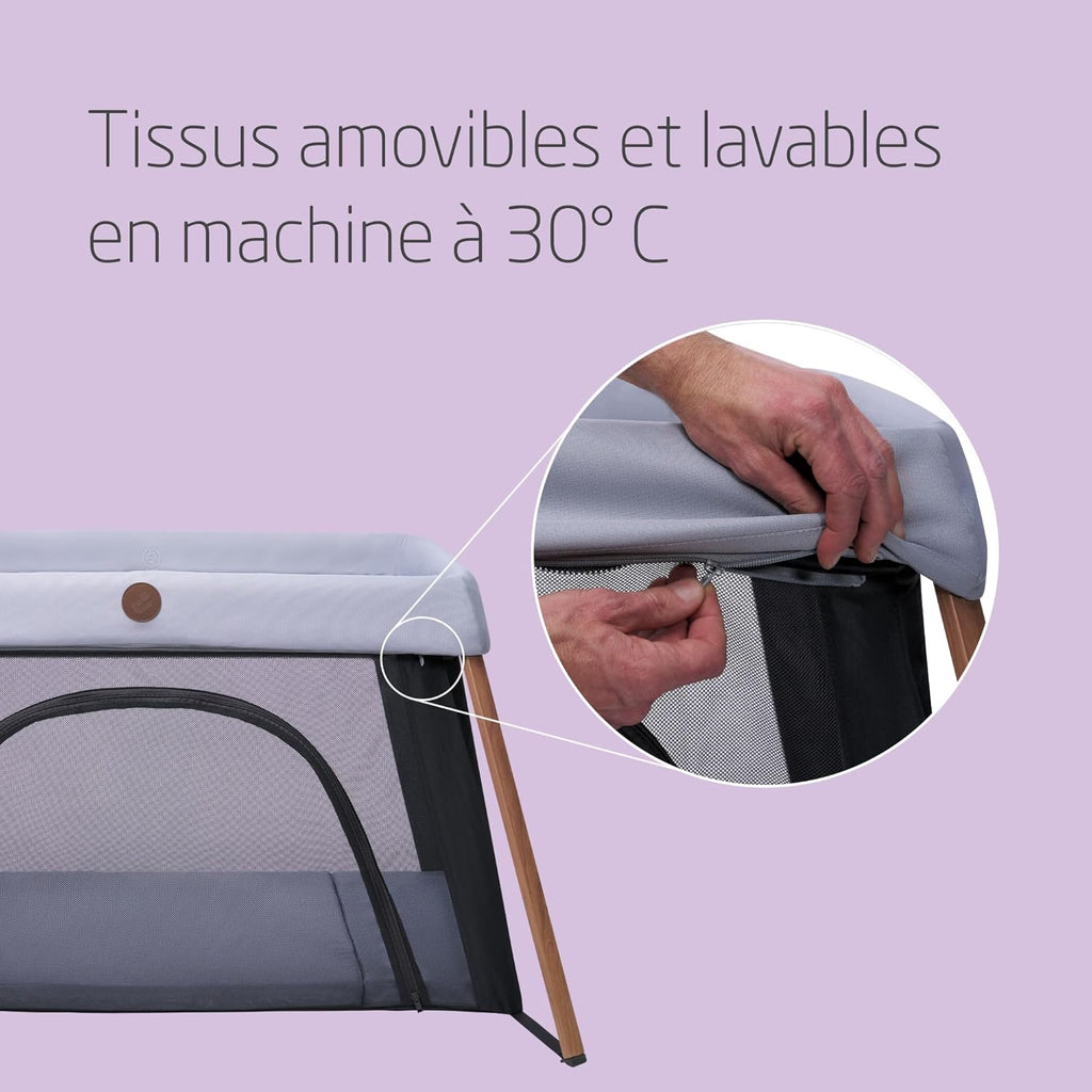 Maxi-Cosi Iris2, Lit Parapluie Bébé avec Matelas 2 en 1, 0-3 ans, 0-15 kg, Lit de Voyage Bébé, 2 Niveaux de Couchage, Fenêtre D'accès Latérale, Pliable & Léger, Matelas Extensible, Essential Grey
