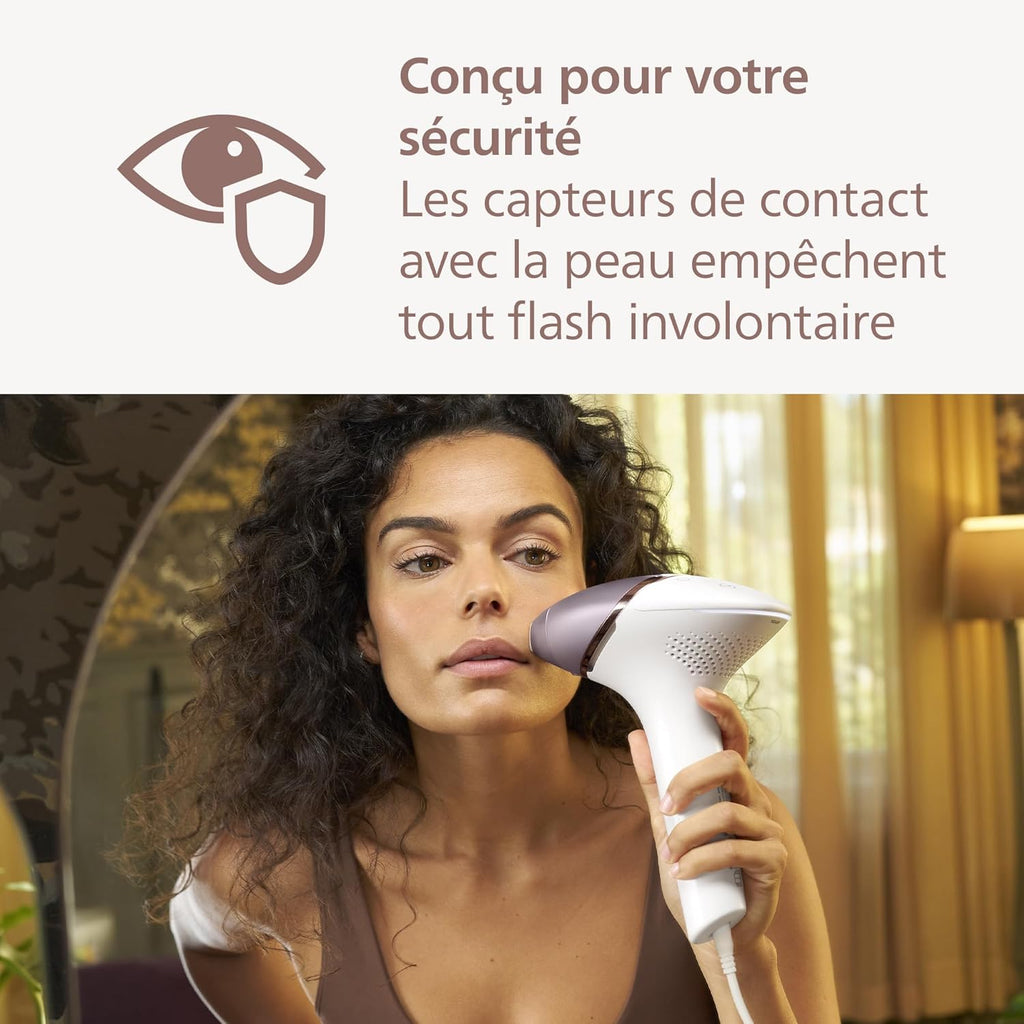 Philips Lumea série 8000, épilateur à lumière pulsée, alternative à l'épilation , technologie SenseIQ, 4 accessoires pour corps, visage, maillot, aisselles, tondeuse-stylo compact, BRI949/00