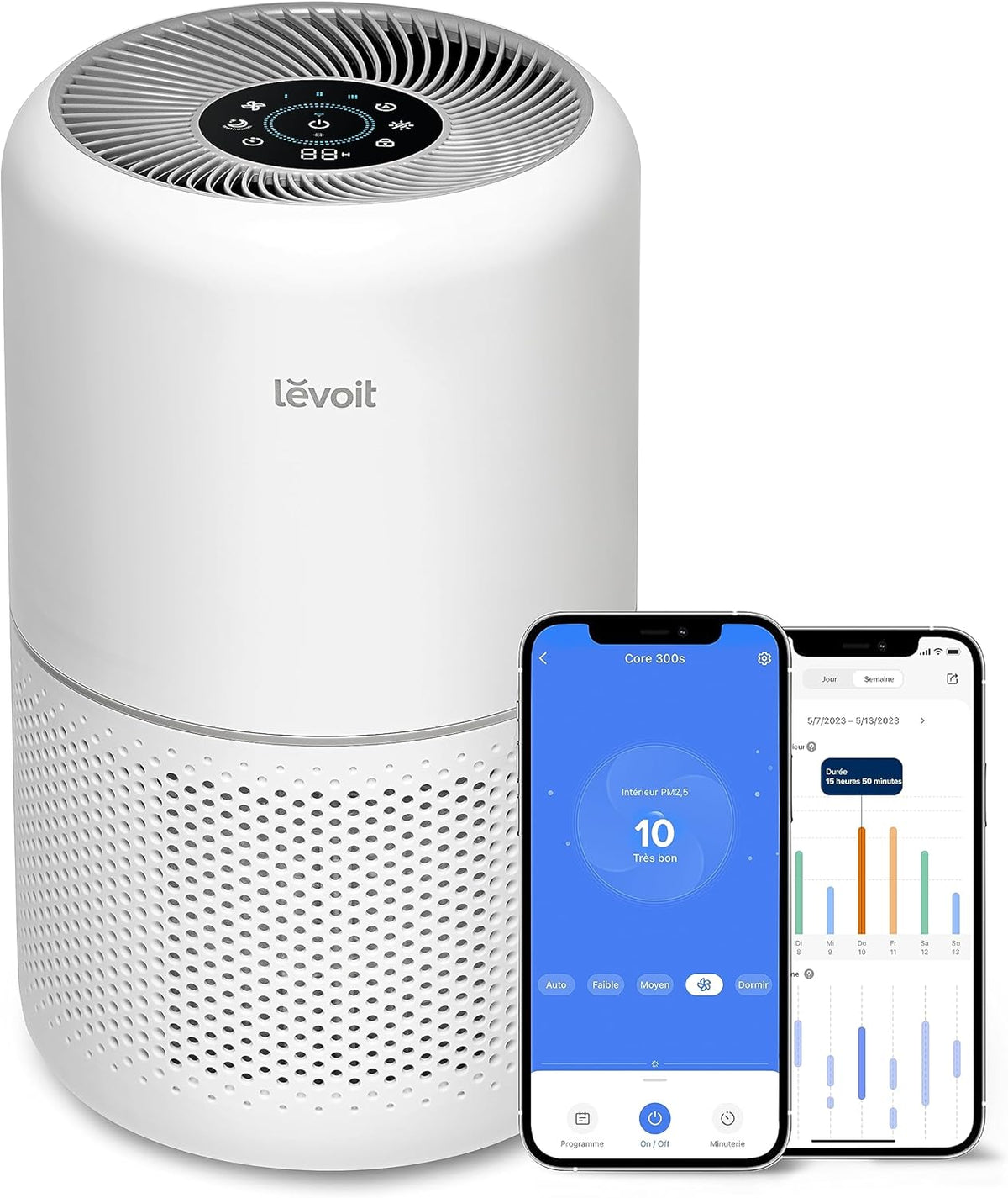 LEVOIT Purificateur d'Air HEPA Intelligent contre Allergie Pollen & Graminée, Purifier jusqu'à 50㎡, Surveille La Qualité de l'Air, Contr?le par App Alexa, 22dB Silencieux, Core 300S