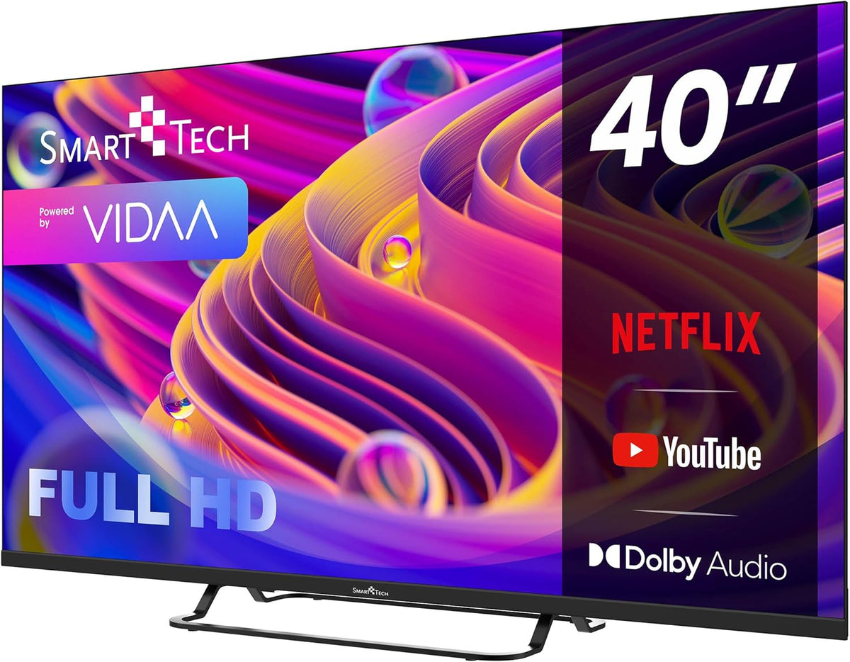 Smart Tech TV LED FHD 40' (101 cm) 40FV02V Smart TV VIDAA - Molotov  Netflix  Prime Video  +  Youtube  Plex 3xHDMI - 2xUSB - Mode Hotel-2024