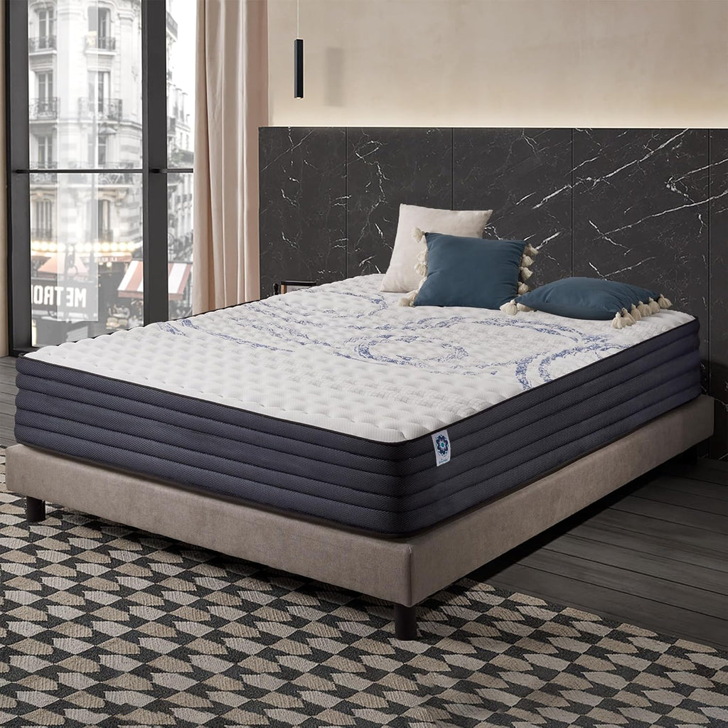 NATURALEX - Matelas PerfectSleep 160x200 cm - 30 cm - Soutien Mousse à mémoire de Forme - Accueil Blue Latex - Confort Ferme - Respirant - 7 Zones - Réversible - Haute Densité - Fabriqué en Europe