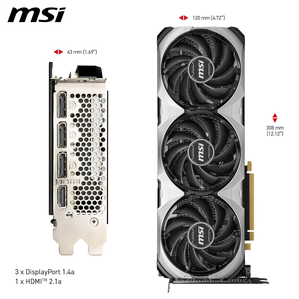 MSI GeForce RTX 4060 Ti Ventus 3X E 8G OC Carte Graphique - 8 Go GDDR6 (18 GB/s 128-bit)  PCIe 4.0-3 x Ventilateurs TORX 4.0 - HDMI 2.1a  DisplayPort 1.4a