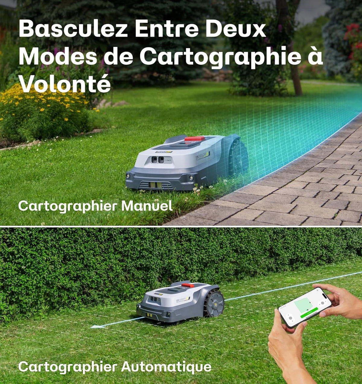 RoboUP Robot Tondeuse T1200Pro pour 1500㎡, Robot Tondeuse sans Fil Périphérique avec Tonte Personnalisé via APP, Tonte Précise des Bordures, Pentes 20°, Tondeuse Automatique pour Cour Avant et Arrière