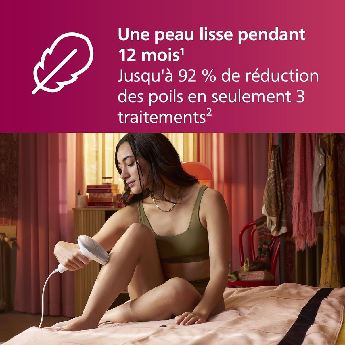 Philips Lumea série 7000, épilateur à lumière pulsée, alternative à l'épilation , avec tondeuse-stylo Satin Compact, 2 embouts pour le corps et le visage, modèle BRI921/00