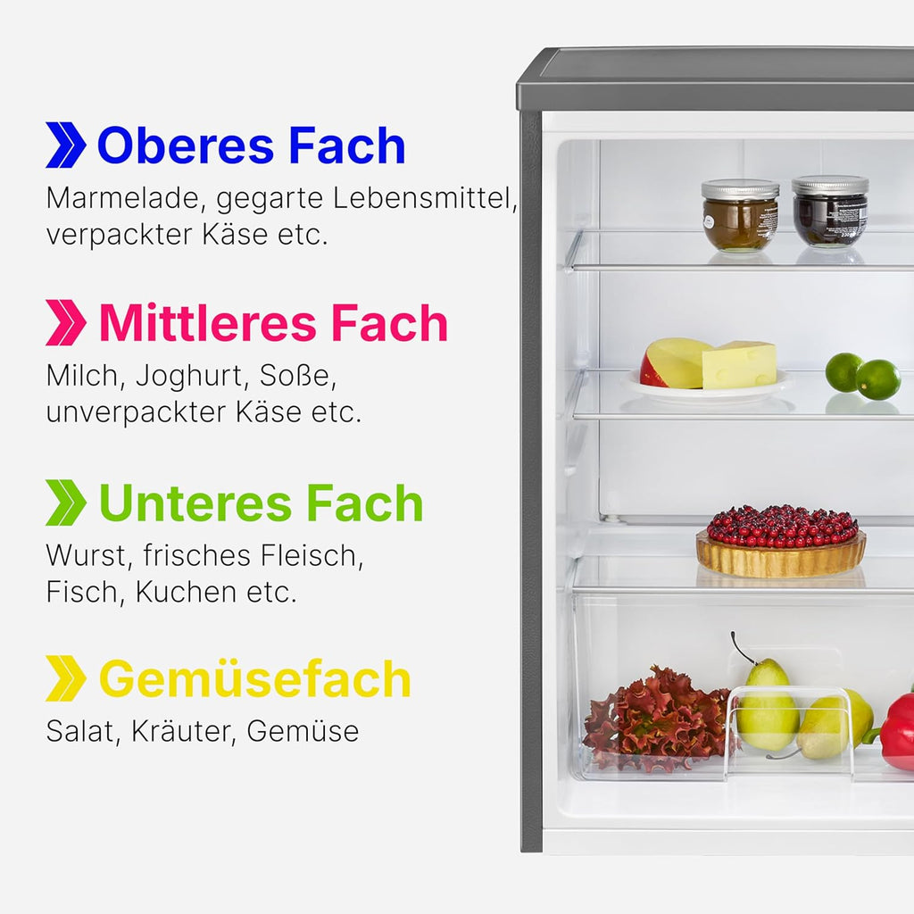 Bomann Réfrigérateur 133L inox VS2195-1-inox, Capacité nette : 133 litres, éclairage intérieur à DEL, Contr?le de la température en continu, 3 clayettes en verre