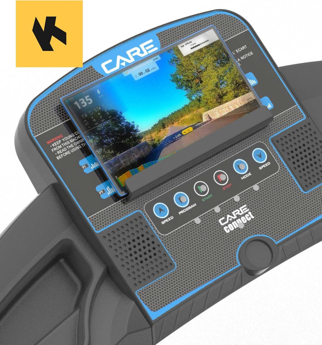 Care Fitness - Tapis de Course connecté -Pliable-Vitesse maximale 14 Km/h- Tapis de Marche électrique Inclinable et Pliable - 12 programmes d’entra?nements -3 inclinaisons