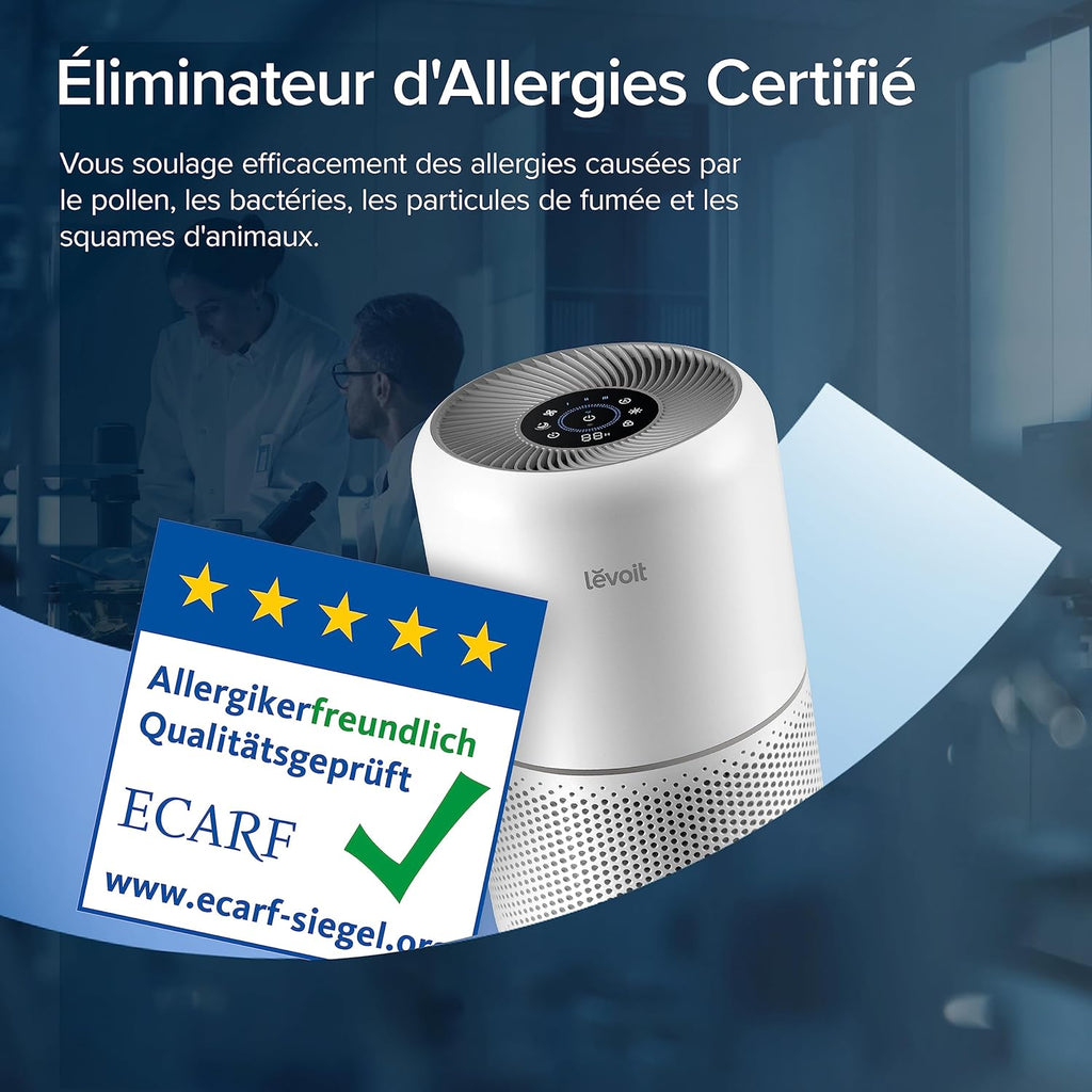 LEVOIT Purificateur d'Air HEPA Intelligent contre Allergie Pollen & Graminée, Purifier jusqu'à 50㎡, Surveille La Qualité de l'Air, Contr?le par App Alexa, 22dB Silencieux, Core 300S