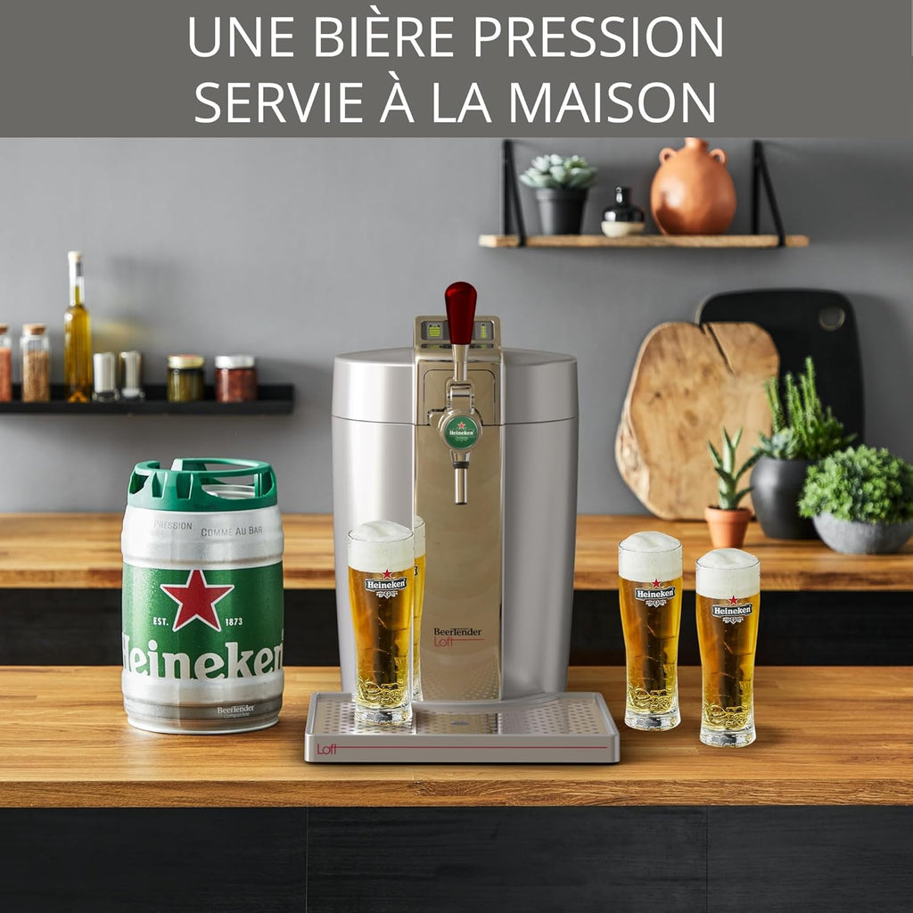 Krups Beertender Machine bière pression  F?ts de 5 L  Témoin lumineux  Bière fra?che  Installation facile  Indicateur température  Indicateur volume restant  Loft Edition Silver VB700E00