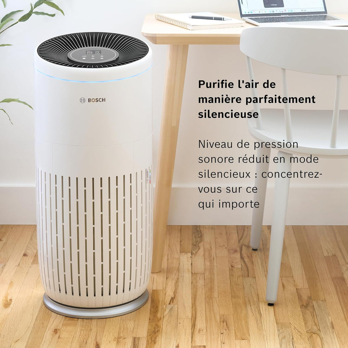 Bosch Air 6000 - Purificateur d'air - Pour les pièces jusqu'à 125 m2 - Filtre efficacement plus de 99% des polluants - Un capteur intelligent, modes auto et silence (< 25 dB(A)) - CADR : 600 m3/h