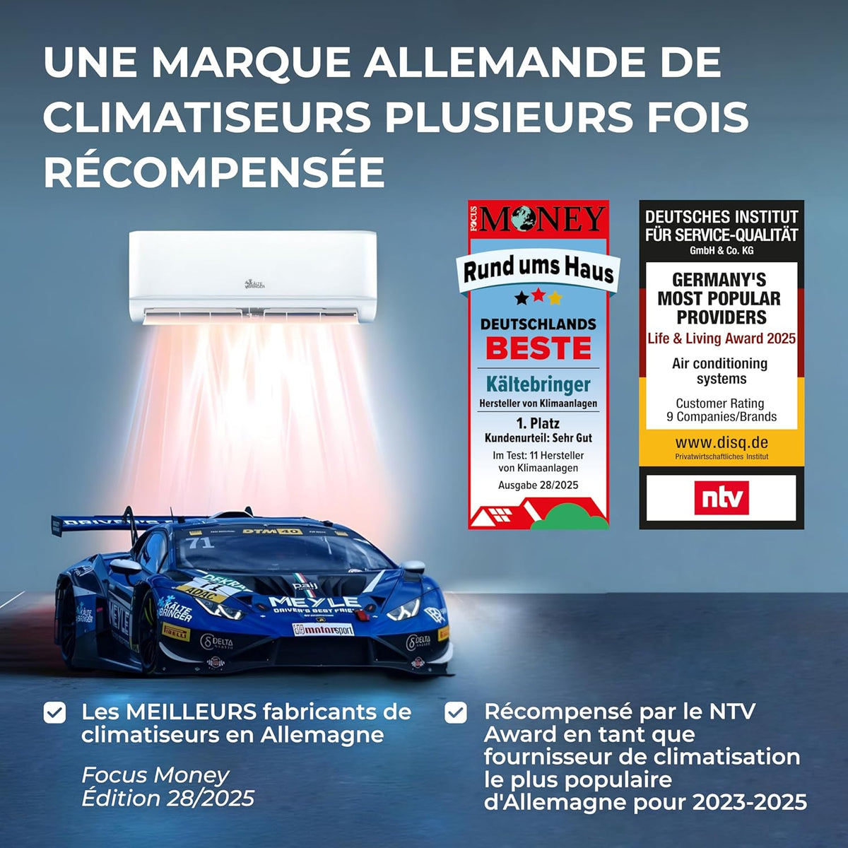 K?ltebringer Climatiseur Split - 12000 BTU - 3 5 kW - Avec fonction chauffage  WiFi et App - très silencieux & économe en énergie  avec support mural - Marque de qualité Allemande