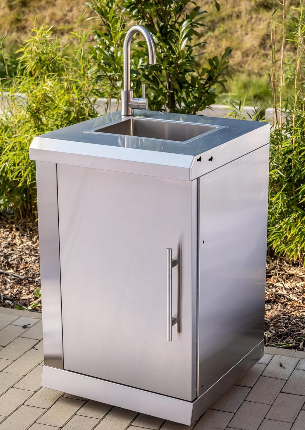 Ondis24 Cuisine d'extérieur Barbecue à gaz Réfrigérateur évier en acier inoxydable