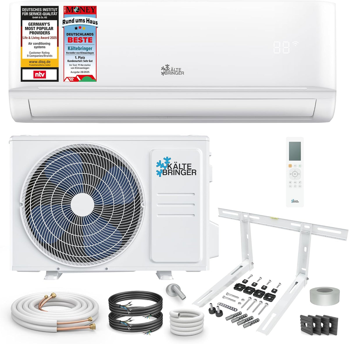 K?ltebringer Climatiseur Split - 12000 BTU - 3 5 kW - Avec fonction chauffage  WiFi et App - très silencieux & économe en énergie  avec support mural - Marque de qualité Allemande