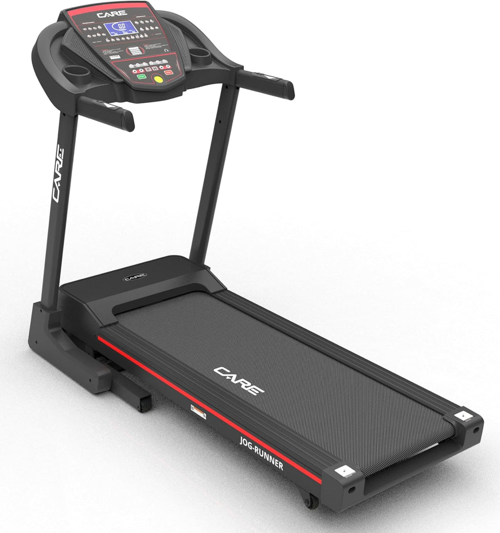 CARE FITNESS - Tapis de Course Connecté Jog Runner - Tapis de Marche électrique Inclinable et Pliable - Jusqu'à 18km/h - 18 Niveaux d'Inclinaison - 25 Programmes