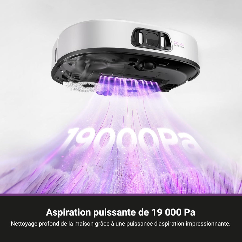 EUREKA J15 Ultra Robot Aspirateur Laveur 19 000 Pa avec Serpillière Extensible Relevable, Brosse Anti Enchevêtrement, Aspirateur Robot avec Station avec Lavage à l'eau Chaude 75°C, Batterie 5 200 mAh