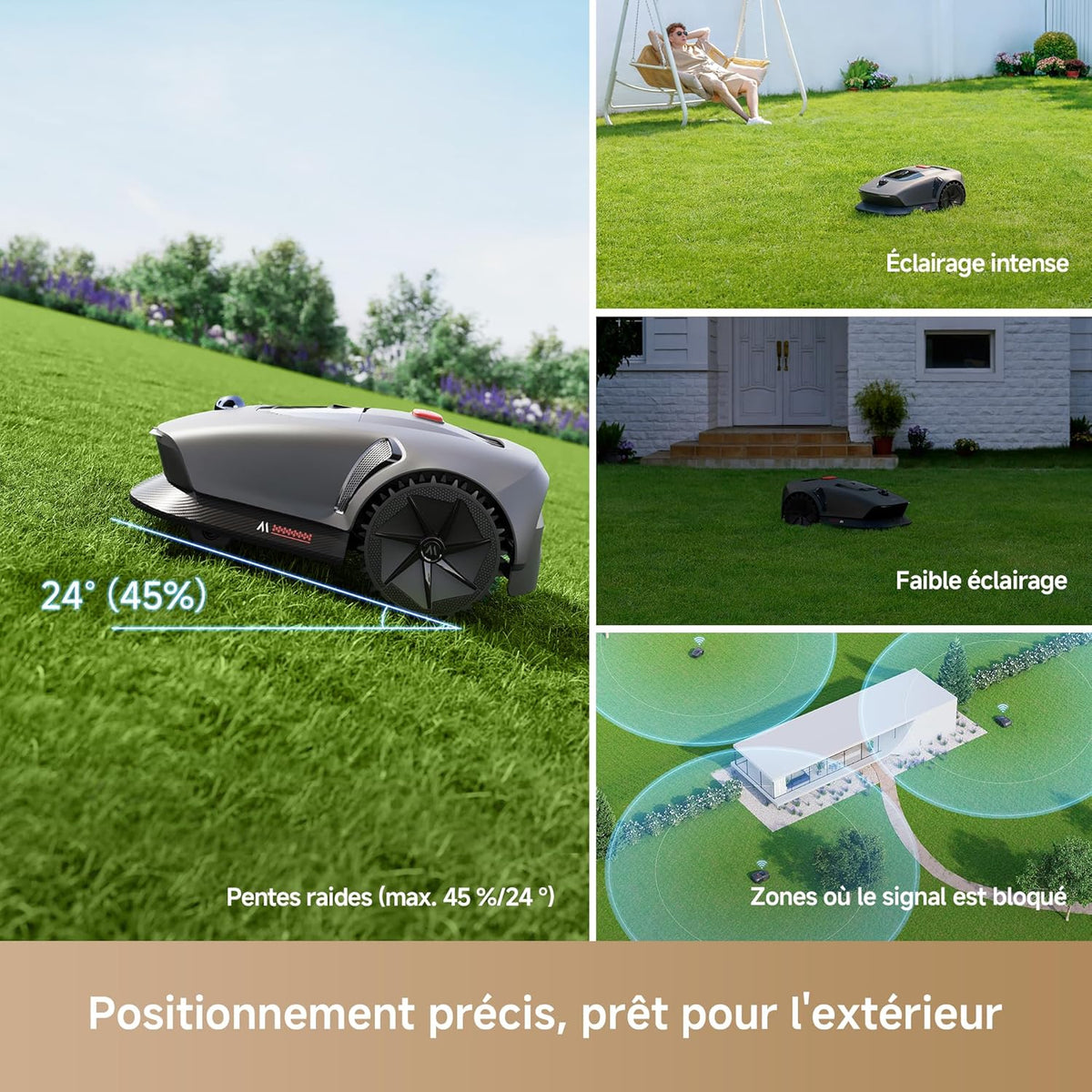MOVA 600 Robot Tondeuse Installation sans Fil, cartographie 3D-LiDAR jusqu'à 600 m2, évitement Intelligent des Obstacles. Contr?le Via App, Coupe en U, Silencieux, alertes de sécurité.