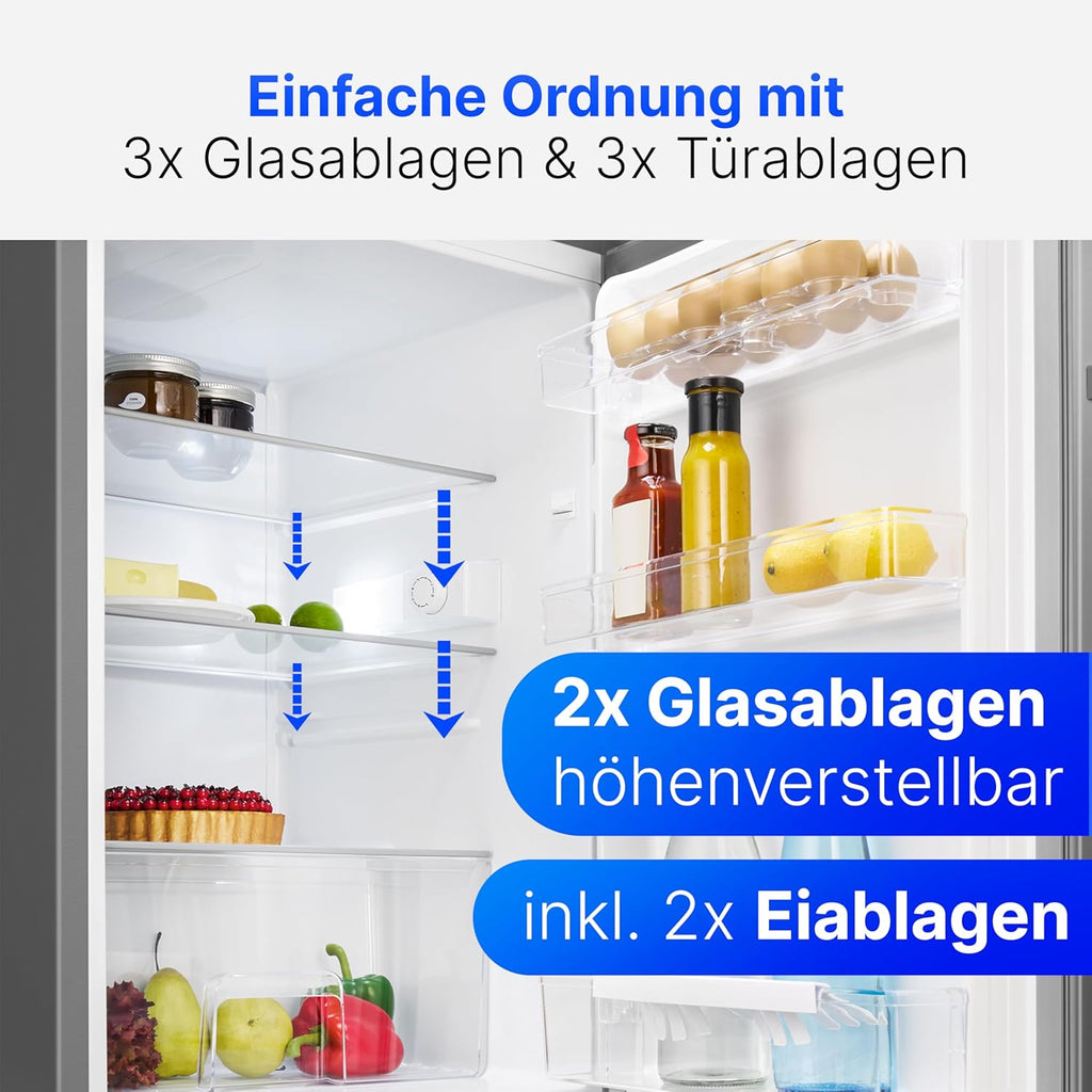 Bomann Réfrigérateur 133L inox VS2195-1-inox, Capacité nette : 133 litres, éclairage intérieur à DEL, Contr?le de la température en continu, 3 clayettes en verre