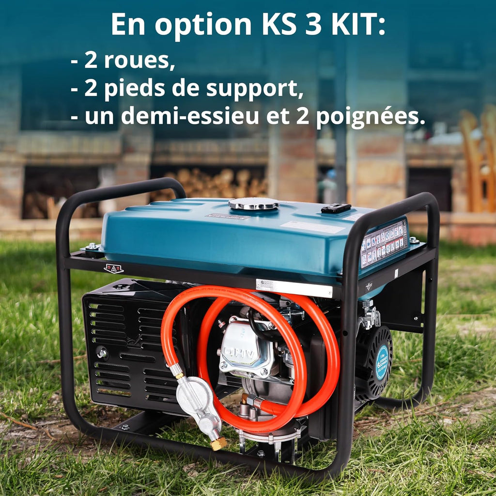Groupe électrogène à essence KS 3000G generateur a gaz,puissance max 3000 W, 2x16A Schuko (230 V) EURO-V, régulateur de tension AVR,enroulement cuivre,generateur de courant, générateur hybride