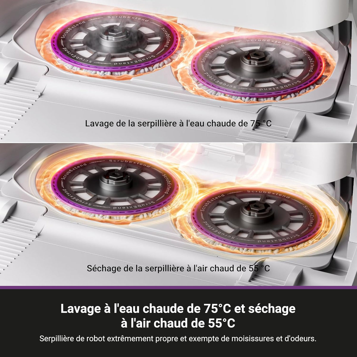 EUREKA J15 Ultra Robot Aspirateur Laveur 19 000 Pa avec Serpillière Extensible Relevable, Brosse Anti Enchevêtrement, Aspirateur Robot avec Station avec Lavage à l'eau Chaude 75°C, Batterie 5 200 mAh
