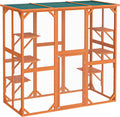 Wiltec Enclos extérieur – 168 x 82 x 166,5 cm – en Bois de Sapin et avec Grillage – Parc pour Chat résistant aux intempéries – avec 6 Zones de Repos – Félins