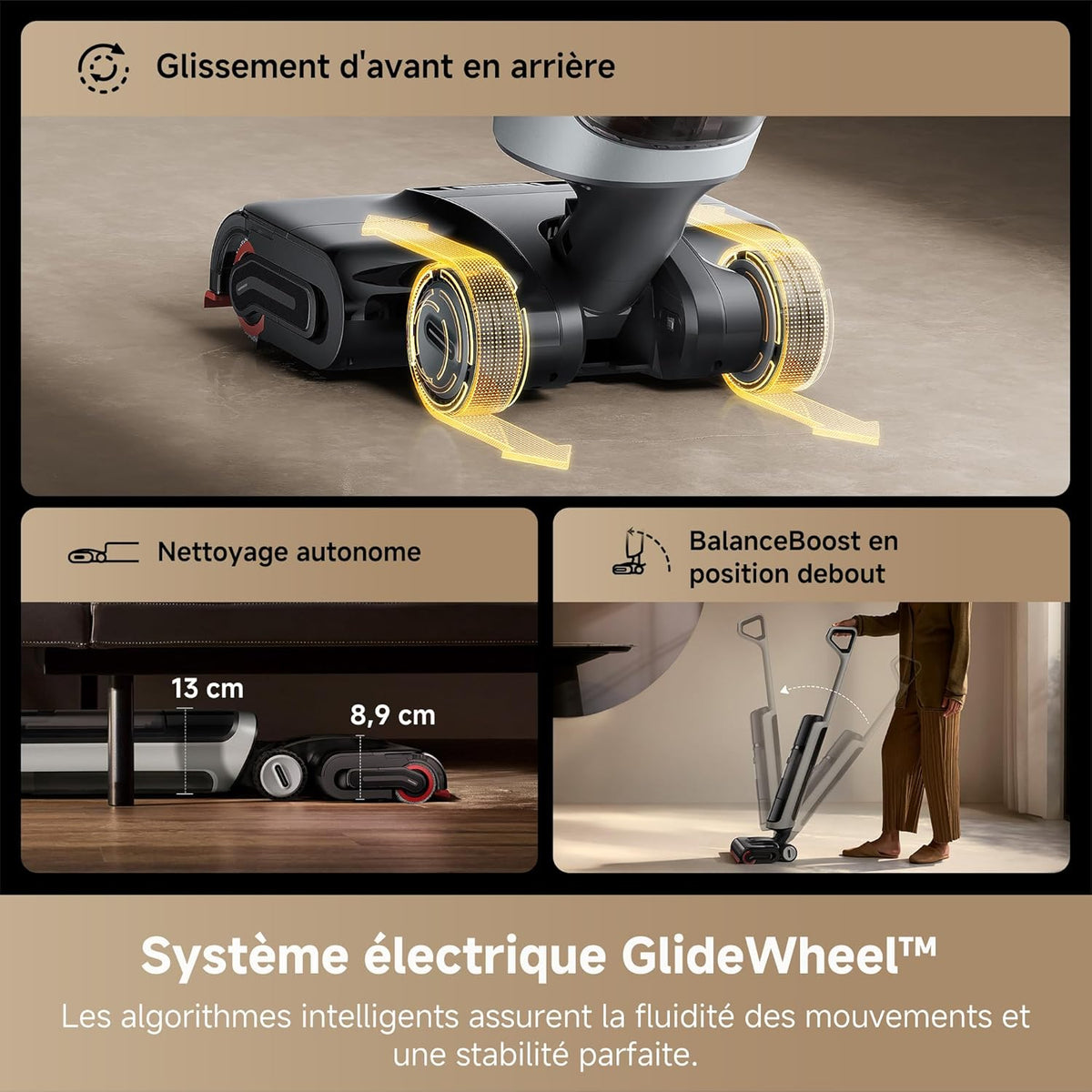 DREAME H15 Pro Heat Aspirateur Laveur, Nettoyage des sols à 85 °C, bras robotisé IA GapFree, capteur RVB intelligent, 22 kPa, 0 n?uds, lavage brosse à 100°C, séchage en 5 min à 90°C,contr?le par appli