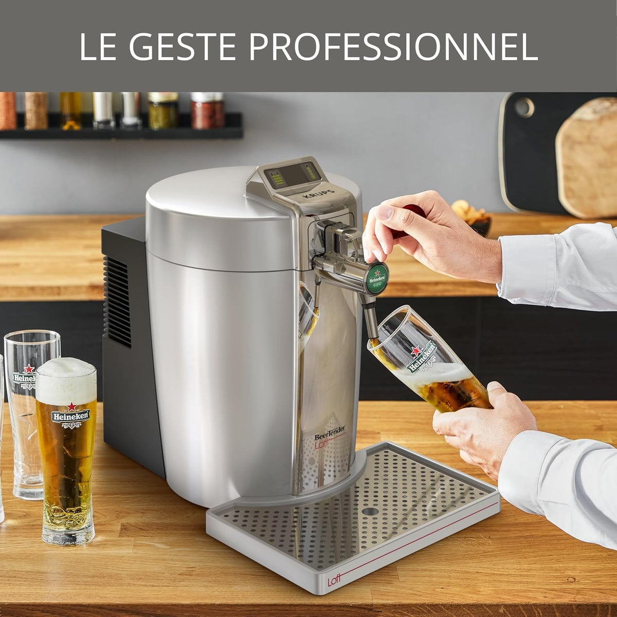 Krups Beertender Machine bière pression  F?ts de 5 L  Témoin lumineux  Bière fra?che  Installation facile  Indicateur température  Indicateur volume restant  Loft Edition Silver VB700E00