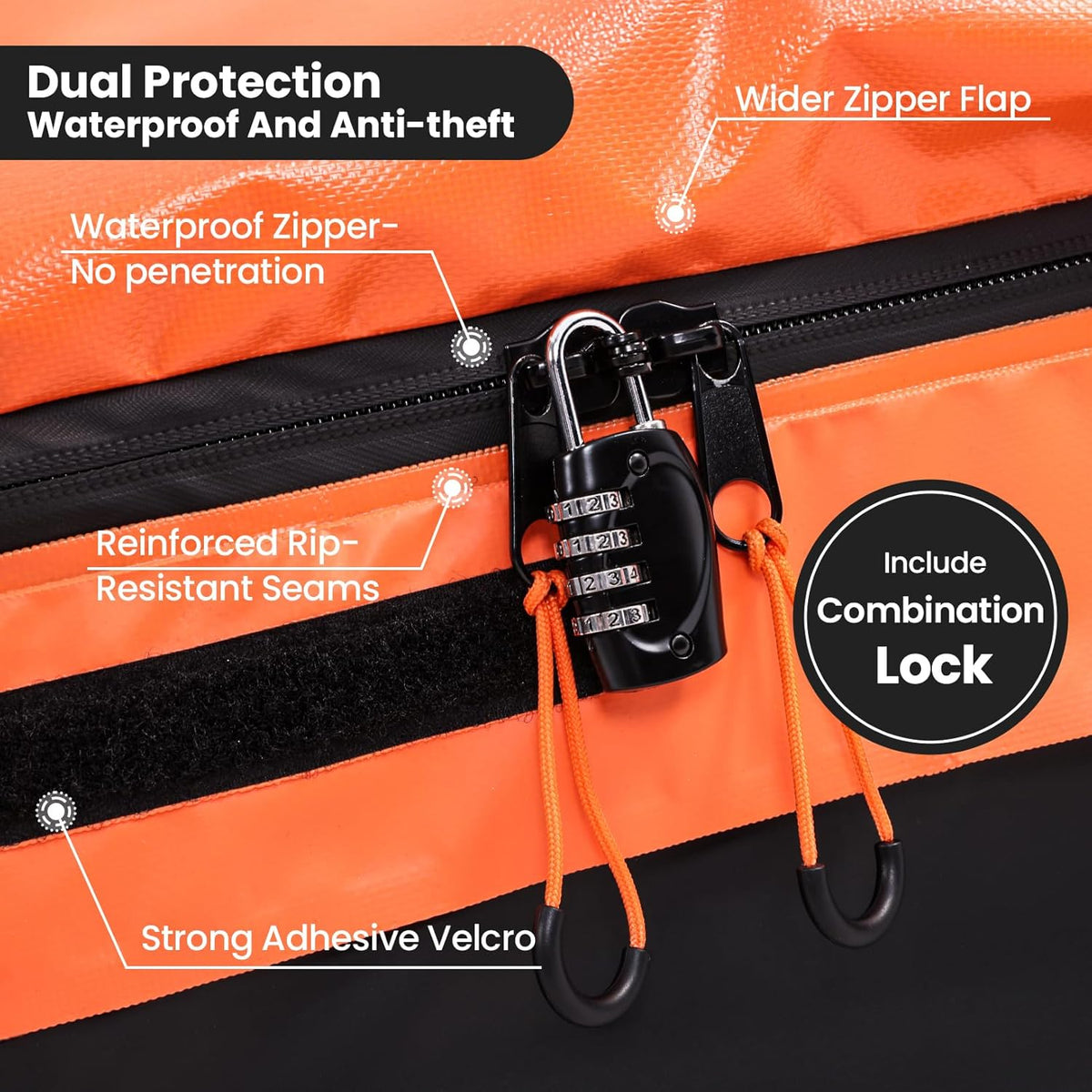 Sailnovo Coffre de Toit de véhicule étanche Sac de Toit Voiture pour Voyage Résistant aux Intempéries avec Tapis Antidérapant, 6 Crochets de Porte et Cadenas à Combinaison, 590L 1000D PVC