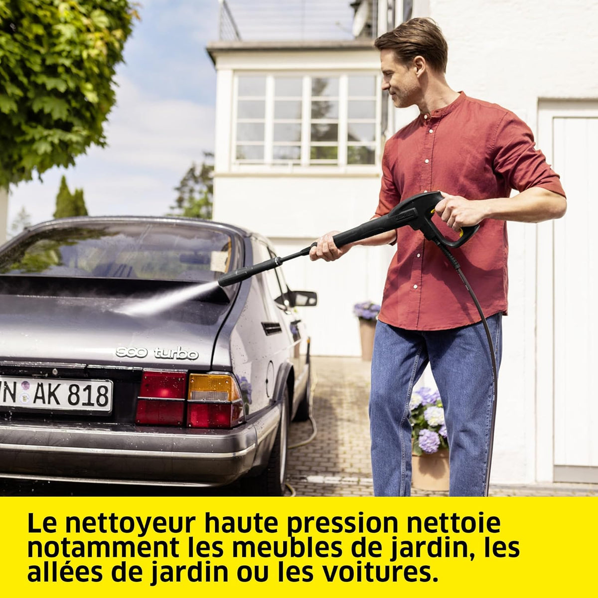K?rcher Nettoyeur Haute Pression K 4 FJ Home, Pression max. 130 bar, Débit : 420 l/h, Surface : 30 m2/h, Filtre à Eau, Poids : 5,7 kg, Pistolet HP, Rotabuse, Lance Vario Power, Buse à Mousse, Home Kit