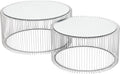 Kare Design Tables basses Wire, argenté/miroir, rond, acier, verre, table basse salon lot de 2, meuble, table de salon, chambre, ?70cm, ?60cm