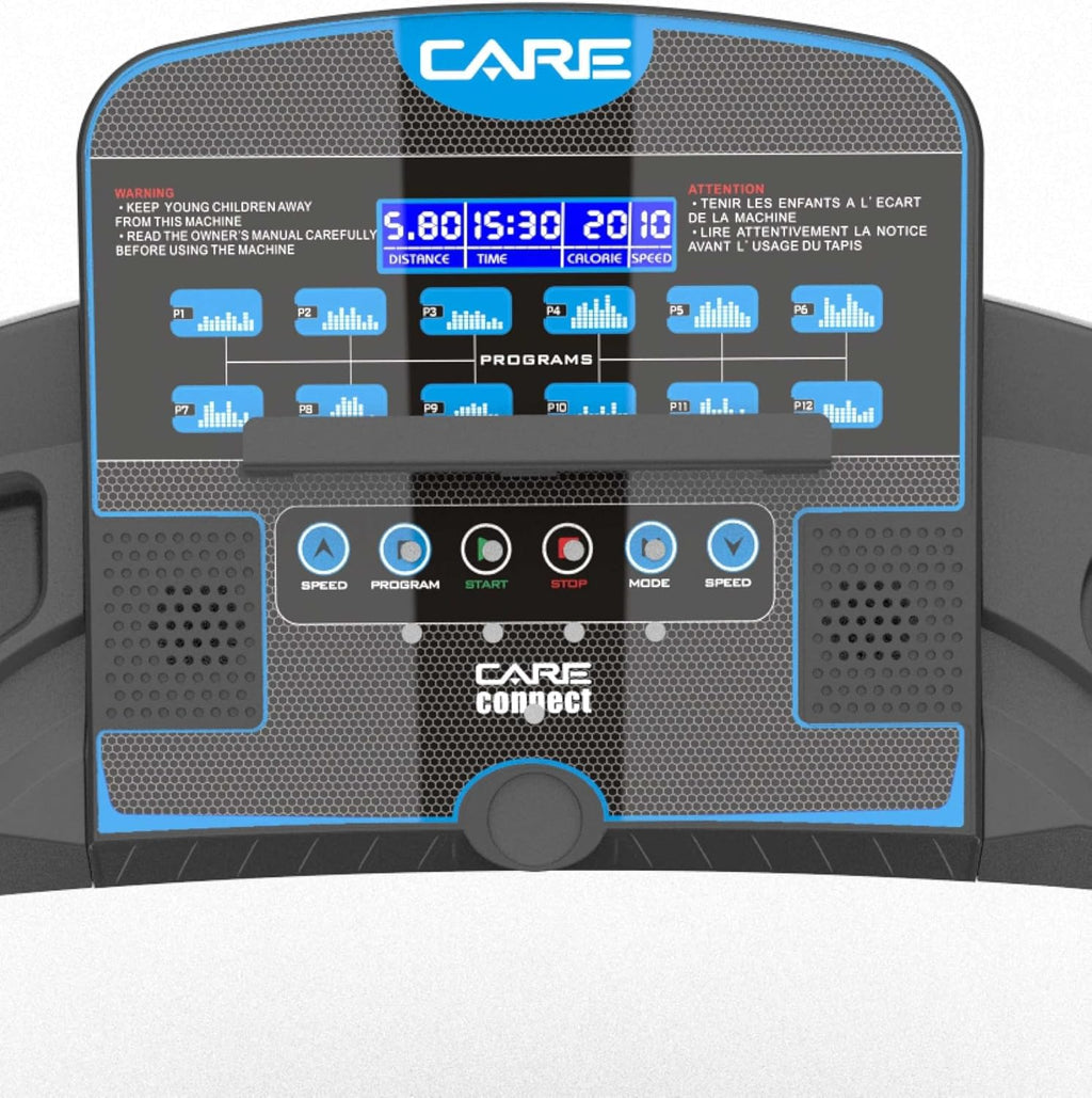 Care Fitness - Tapis de Course connecté -Pliable-Vitesse maximale 14 Km/h- Tapis de Marche électrique Inclinable et Pliable - 12 programmes d’entra?nements -3 inclinaisons